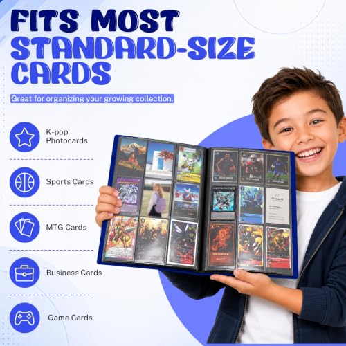 Trading Card Binder, 9 Pocket 20 Pages 360 Cards, Suitable for MTG, TCG(Dark Blue) - color: Dark Blue
