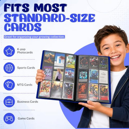 Trading Card Binder, 9 Pocket 20 Pages 360 Cards, Suitable for MTG, TCG(Dark Blue) - color: Dark Blue