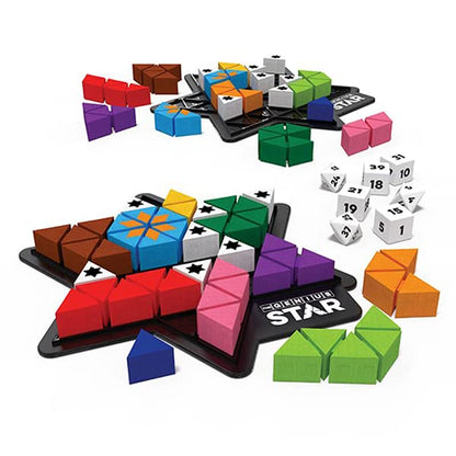 The Happy Puzzle Company The Genius Star | Toy of The Year Award Winning Family Board Game | 165,888 Possible Puzzles | Filling in Colored Shapes | Blockers to Complete A Star | Golden Star Twist