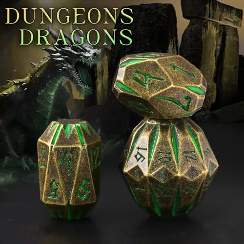 ZHOORQI Metal DND Dice Stonehenge Polyhedral Die Set for RPG(Bronze Green | D and D Dice, 7Pcs/Set Unique Cool Dice, Perfect Dice Gifts for Dungeons and Dragons RPG Role Play Games - color: Bronze Green