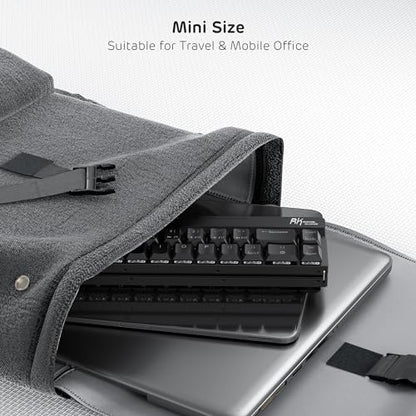 RK ROYAL KLUDGE F68 60% Foldable Low Profile Wireless Mechanical Keyboard | Extremely Portable Wireless Keyboard with Aluminum Body, Built-in Stand Holder, 68 Keys Foldable Compact Keyboard BT5.0 - color: Black