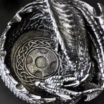 Elegant Dragon Dice Holder Tower - Perfect Dragon Gifts for Men, DND DICE Jail,DND Gifts for Men, 5.12 inches - color: Antique Sliver