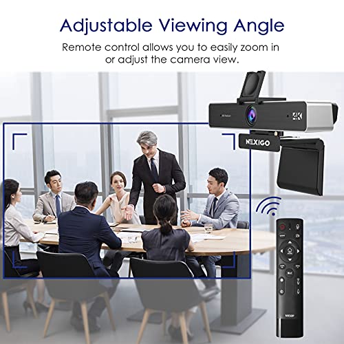 Zoom Certified, NexiGo N950P 4K Zoomable Webcam with Remote Control, Sony_Starvis Sensor, 5X Digital Zoom, Pro Web Camera with Dual Stereo Mics, for Zoom Skype Teams Twitch - style: Webcam 4K