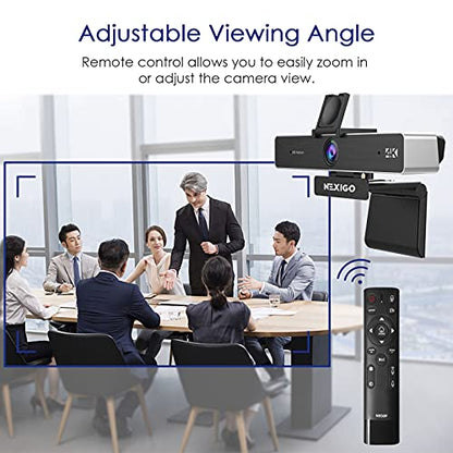 Zoom Certified, NexiGo N950P 4K Zoomable Webcam with Remote Control, Sony_Starvis Sensor, 5X Digital Zoom, Pro Web Camera with Dual Stereo Mics, for Zoom Skype Teams Twitch - style: Webcam 4K