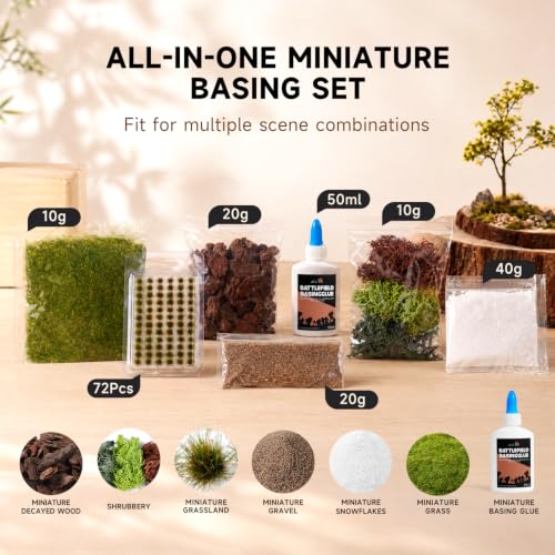 golden maple Basing Kit - Miniature Basing Material & Terrain, Static Grass | Static grass + basing glue kit — miniature basing material for miniature terrain, ready for model bases and dioramas