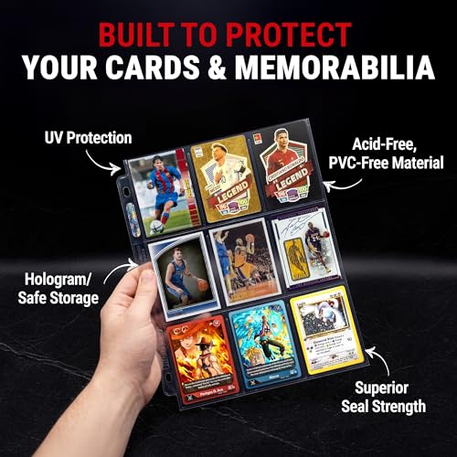 Ultra Pro Trading Card Sleeves – 9 Pocket Card Sleeves for Binder – Platinum Series Pages for Cards & Memorabilia – Archival Safe, UV Protection & 3-Ring Binder Compatible – 100 Pages, Made in USA