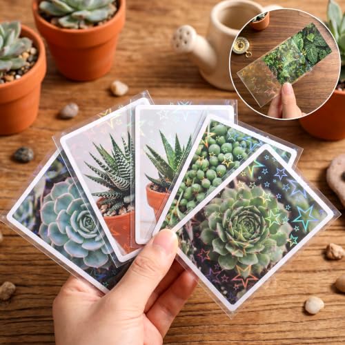 HFATMOS 300 Pcs Photocard Sleeves Laser Flashing Holographic Card Protector | Dustproof Card Sleeves for Mini Photos Credit Name Trading Cards Album Photo Cards, Big Stars Pattern - color: Big Stars Pattern