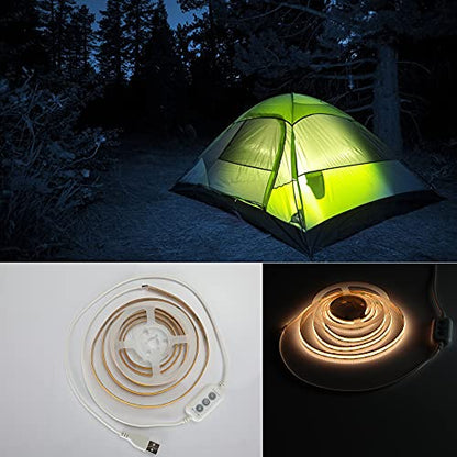 4.9ft LED Strip Lights Dimmable, 5V Warm White Plug in USB COB String | 3000K Dotless Rope Lighting, Flexible and Cuttable, CRI 90, Sticky Tape for TV Backlight, Cabinet, Mirror, Bed, Computer, DIY - size: 4.92ft-3000K-USB Dimmer