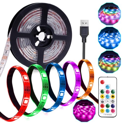 Rainbow Chasing USB LED Strip Lights 9.8ft, 5050 RGB Flexible Lights | Multiple Colors on One Line, Remote Control, LED Tape Lights for Bedroom, TV Backlights, Cabinet, Kitchen, Home Decoration - size: 9.8 ft
