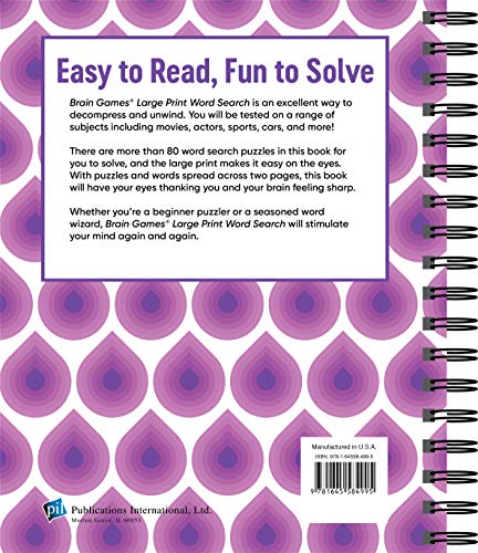 Brain Games - Large Print Word Search: Unwind and Test Your Problem-Solving Skills | Easy to Read, Fun to Solve | Gift for Adults & Seniors