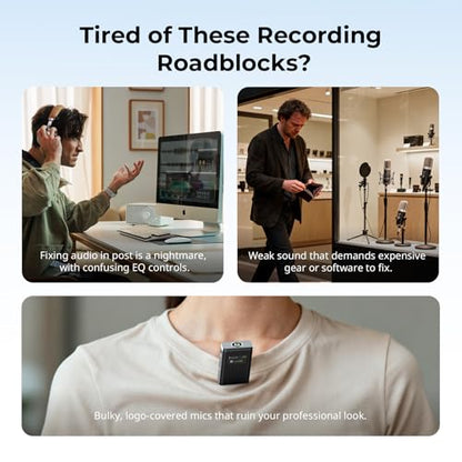 SmallRig S70 Wireless Mic (2 TX + 2 RX + Charging Case), Mini Lavalier Microphone for Phone/Camera Content Creation, Noise Cancelling for Vlog/TikTok/Interview etc. (Black) - color: Black, style: 2 TX + 2 RX