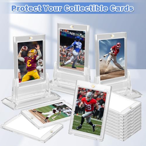 100PT Magnetic Card Holders for Trading Cards, 18ct One Card Touch Holder Baseball Card Thick Protectors Hard Plastic Magnetic Card Case Sports Football Basketball Top Loads for Cards Sleeves