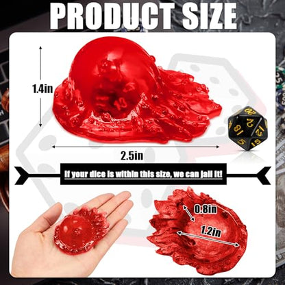Deekin Translucent Cube Dice Storage with 7 Polyhedral Dice Set, Resin Cube Holder for TTRPG Tabletop Role Playing Game Fantasy Tabletop Gaming(Red) - color: Red