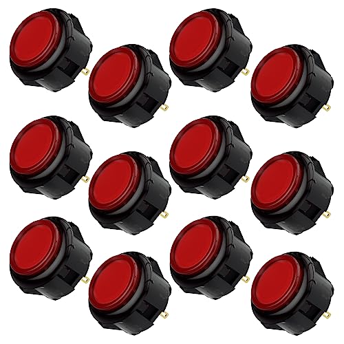 Qanba Gravity KS Mechanical Shafts Silent Pushbutton 24mm Snap-in (Boxed (Clear Red Black E10(12 pcs) - color: Clear Red Black E10(12 pcs）