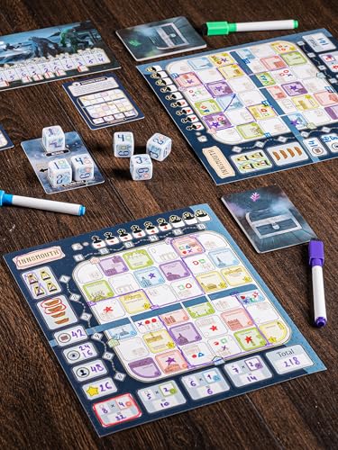 CrowD Games | Innsmouth Travel Guide | 1-4 Players | Ages 14 and up | Roll and Write | Tourism | Route Building | Lovecraft | Solo Mode Included | Average Playtime 30 min
