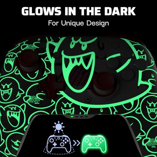 PDP Rematch Glow Wireless Gaming Controller Boo Hoo Nintendo Switch 2, Lite | Also works with OLED, Motion Controls, Rechargeable 40-Hr Battery, 2 Mappable Back Buttons, Mario Boo-Hoo Glow Red & White - color: Boo-Hoo