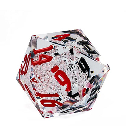 55mm 20 Sided DND Dice, Giant D20 D&D Polyhedral Dice Large D20 with Die Gift Box for Dungeons and Dragons, RPG Table Games (Transparent Bubbles-RB) - color: Transparent Bubbles-rb