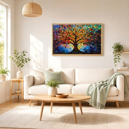 Amzgo® 1000 Pieces Stained Glass Jigsaw Puzzle, Beautiful Tree of Life Art Puzzles for Adults, Unique Fun Impossible Hard Difficult Challenging Pretty Puzzles, Colorful Mosaic Nature Puzzle