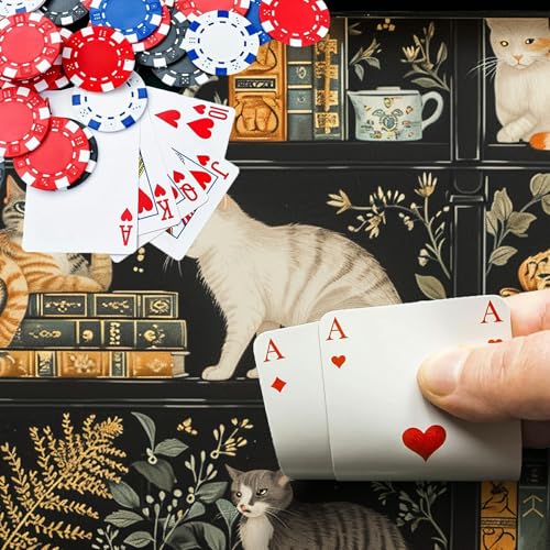 Cats and Bookshelves for MTG & TCG Playmat Mouse Pad,BFDHGQZC 24" x 14" Game Mat for MTG/RPG/CCG Trading Card Game Playmats Table Mat Perfect for Card Games Video Games Computer Office - color: Cats and Bookshelves