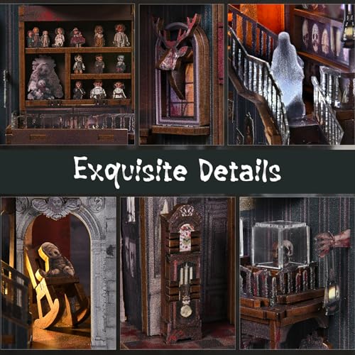 MiniCity Haunting Relics Book Nook Kit, DIY Wooden Bookshelf Model with LED | Create a haunted mansion for display; LED, dust cover, glue/tools and guide included; 390 pieces, 8-10 hr build, ages 14+. - style: Haunting Relics
