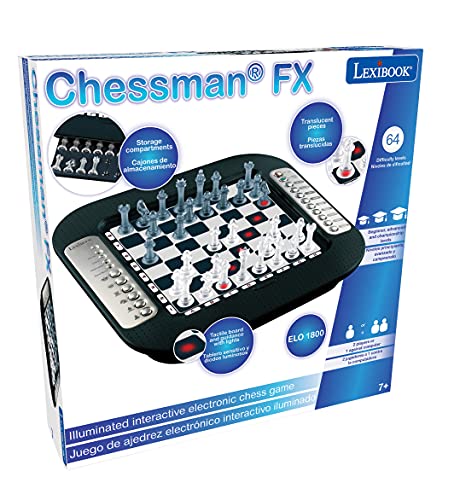 Lexibook Chessman® FX, Electronic Chess Game with Tactile Keyboard and Light and Sound Effects, 32 Pieces, 64 Levels of Difficulty, Family Board Game, Black/Grey, CG1335 - style: CG1335