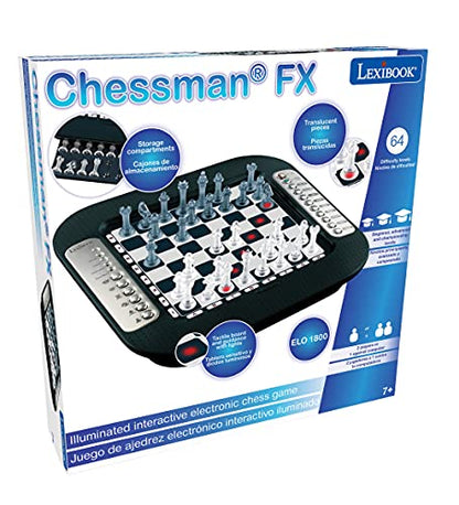 Lexibook Chessman® FX, Electronic Chess Game with Tactile Keyboard and Light and Sound Effects, 32 Pieces, 64 Levels of Difficulty, Family Board Game, Black/Grey, CG1335 - style: CG1335