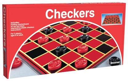 Pressman Checkers -- Classic Game With Folding Board and Interlocking Checkers, 2 Players - color: Interlocking Checkers