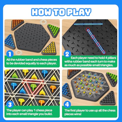 Triangle Chain Strategy Board Game: Portable Chain Triangle Chess Game for Family Game Night, Travel & Party Fun, 2-4 Players Christmas Toy for Kids & Adults