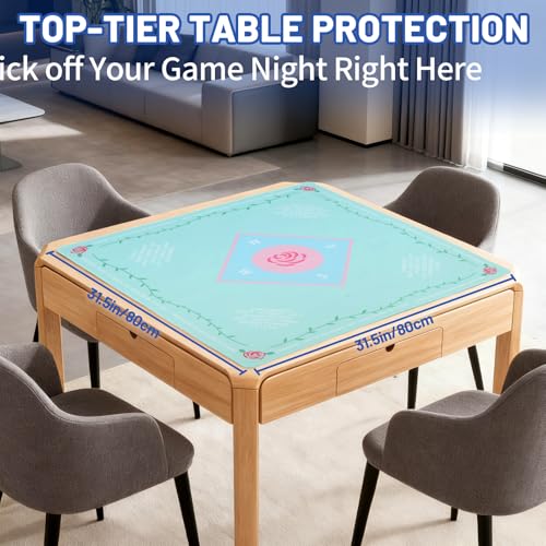 Mahjong Mat | Non-Slip Gaming Mat with Noise Reduction 31.5x31.5 Inch Large for Mahjong, Poker, Board & Card Games, Dominoes | Rosy Dream - style: Rosy Dream