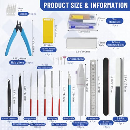 Bigstone 28 PCS Model Tools Kit Hobby Building Tools Craft Set Modeler Basic DIY Tools for Cars, Airplanes, Buildings, Robots Gundam Plastic Models Building Repairing and Fixing