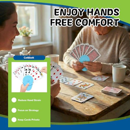 6-Piece Playing Card Holder Collection: 2 Wooden & 4 Plastic Hands-Free Organizers for Board Games, Canasta Card Holder Set for Adults & Small Hands, Fits Most Standard Cards, Mixed Pack