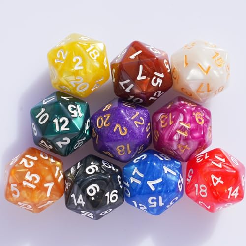 10PC D20 Polyhedral Dice Set 22mm for DND RPG MTG Table Games (Pearl Color Dice) - color: Pearl Color Dice