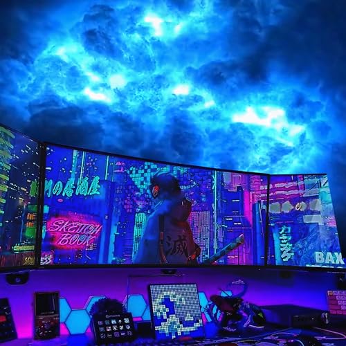3D Thundercloud Ceiling LED Light, RGB Cloud Light,16FT | Cotton DIY cloud light with colorful lightning. Creates a vibrant atmosphere for gaming rooms, parties, clubs, and DJ bars. - size: 16 Feet