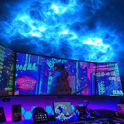 3D Thundercloud Ceiling LED Light, RGB Cloud Light,16FT | Cotton DIY cloud light with colorful lightning. Creates a vibrant atmosphere for gaming rooms, parties, clubs, and DJ bars. - size: 16 Feet