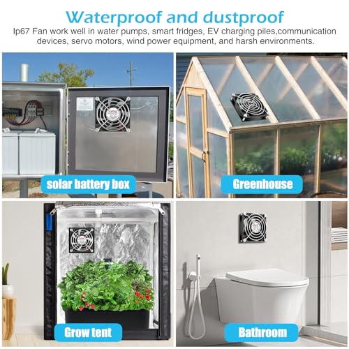 Wathai IP67 Waterproof 80mm x 25mm 12V Cooling DC Fan for RV Fridge Exhaust | 2 Pack, Dual Ball, 3 Inch, High Speed 12V Fan for RV Fridge Refrigerator DC Brushless Fan 12V waterproof 80mm - size: 80x25mm