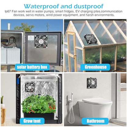 Wathai IP67 Waterproof 80mm x 25mm 12V Cooling DC Fan for RV Fridge Exhaust | 2 Pack, Dual Ball, 3 Inch, High Speed 12V Fan for RV Fridge Refrigerator DC Brushless Fan 12V waterproof 80mm - size: 80x25mm
