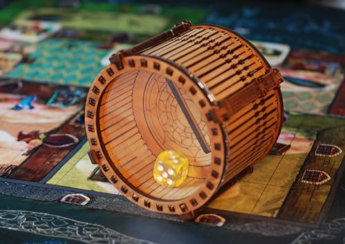 Wooden Dice Shaker Tower Barrel with Acrylic Window – Handmade Plywood Dice Roller, Eco Oil Finish – Perfect for Board Games, D&D, RPG, Tabletop, Gift for Gamers
