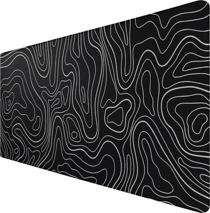 Large Mouse Pad, Waterproof Gaming Mousepad with Non-Slip Rubber Base, Stitched Edges, XXL Computer Long Keyboard Mouse Mat for Gamer, Office & Home, 31.5" x 15.7", Black White Lines - color: Black White Lines, size: 31.5L x 15.7W inches
