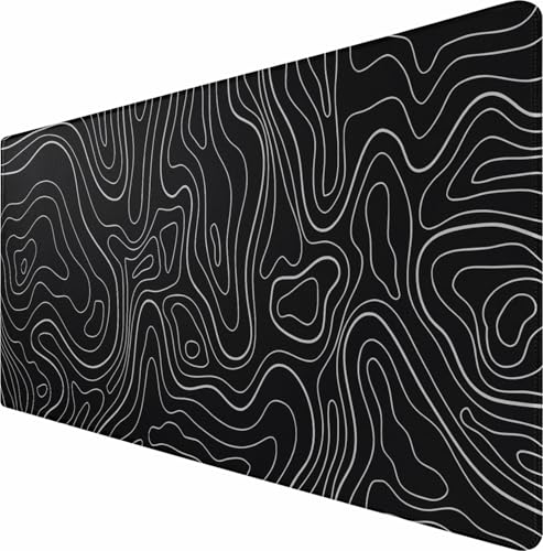 Large Mouse Pad, Waterproof Gaming Mousepad with Non-Slip Rubber Base, Stitched Edges, XXL Computer Long Keyboard Mouse Mat for Gamer, Office & Home, 31.5" x 15.7", Black White Lines - color: Black White Lines, size: 31.5L x 15.7W inches