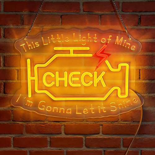 LED Check Engine Neon Sign Light Up Garage Lights Lighted Auto Neon Signs for Bedroom Dorm Hallway Garage Bar Gaming Room Man Cave Workshop Wall Decor Art Gifts - color: Check engine