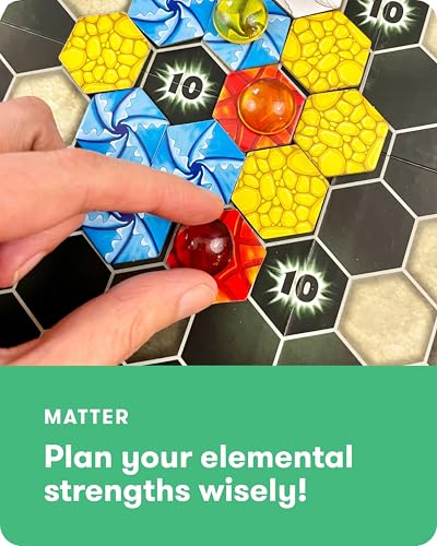 SimplyFun Matter Board Game – Area Control Strategy Game for Teens and Adults Ages 10+ – Includes Game Board, 92 Element Tiles, 56 Elementals, 14 Matter Tiles, 4 Player Screens, 2 Bags – 2-4 Players - style: Matter
