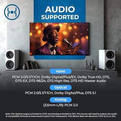 OREI 4x2 HDMI Matrix Switch 8K with Audio Extraction eARC, EDID, Downscale | 4x2 Matrix Switch, 4 x 2 Video Matrix – HDMI 2.1, 40Gbps, VRR, ALLM, FVA, HDCP 2.3, 4K120 & 8K30 4:4:4 - color: Black