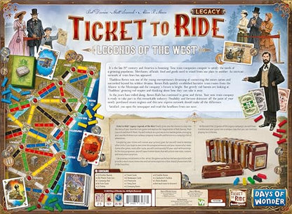 Asmodee Ticket to Ride Legacy: Legends of The West Board Game - The Ultimate Train Adventure! Strategy Game, Family Game for Kids & Adults, Ages 10+, 2-5 Players, 20-90 Min Playtime