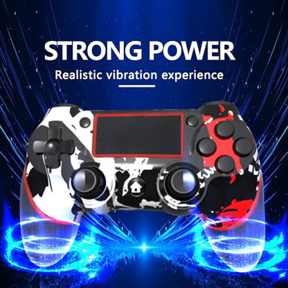 SZYUYU Wireless Controller for Ps4 Romote Compatible with Ps4/Slim/Pro/Windows PC, Controller for Ps4 with 3.5mm Audio Jack, Touch Pad,Six Axis Motion Control, Charging Cable (FLAME WHITE) - color: FLAME WHITE