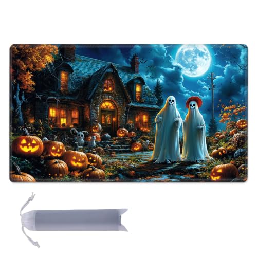 for MTG Playmat, Custom Trading Card Game Mat 23.6 x 13.7 in | Ghostly Mansion Premium Non-Slip Rubber Base, Water-Resistant & Stitched Edges, Personalized High-Definition Art - color: Ghostly Mansion, size: 24" x 14" Regular