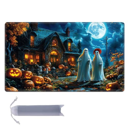 for MTG Playmat, Custom Trading Card Game Mat 23.6 x 13.7 in | Ghostly Mansion Premium Non-Slip Rubber Base, Water-Resistant & Stitched Edges, Personalized High-Definition Art - color: Ghostly Mansion, size: 24" x 14" Regular