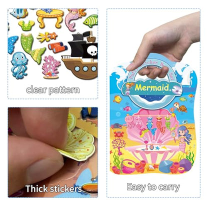 Kalysky Dress Up Sticker Books for Girls Ages 2-4 4-8, Reusable Puffy 3D Sticker Books for Toddlers 2-4 Years, Include Princess Mermaid Fairy and Fashion Girl,Activity Book for Toddlers 1-3 - color: 4 Set - Princess/Mermaid/Fairy/Fashion