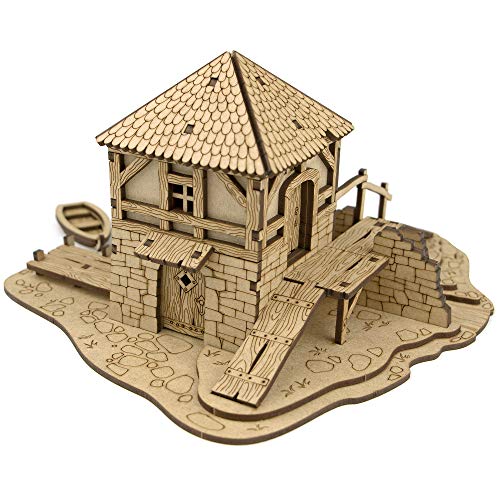 TowerRex Watermill D&D Terrain Buildings, DND Accessories for Dungeons & Dragons, Pathfinder, Warhammer, Tabletop Battle Map, Wooden Laser Cut Wargaming Terrain, RPG Scenery for 32mm, 28mm Miniatures