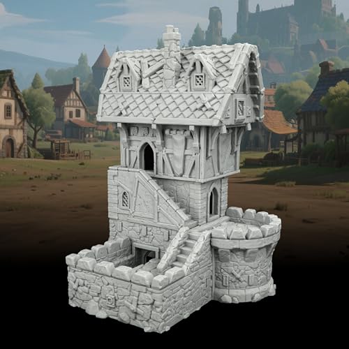 AUSPDICE RPG Terrain Medieval Village Cottage, Unpainted 25mm Scale Scenery | 1:64 3D Printed Fantasy Building, DND Terrain Building for Tabletop RPG, Dungeons and Dragons, TTRPG, Wargames-AF1124A - color: Af1124a Medieval Village a