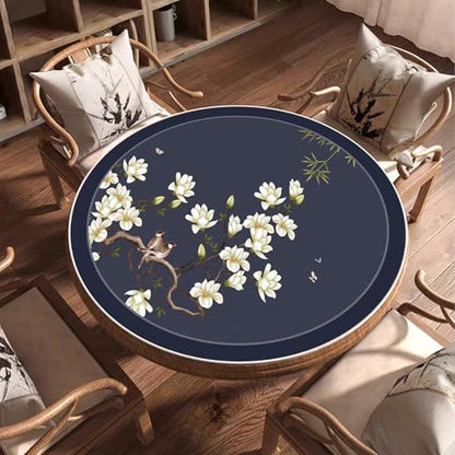 Round Mahjong Mat Silent and Noise Reduction Mahjong Tablecloth with Rubber Backing Large Play Mat for Poker, Card, Board, Tile Games(Navy Blue,60cm/23.62in) - color: Navy Blue, size: 60cm/23.62in